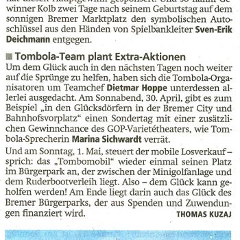 Bürgerpark-Tombola in der Kreiszeitung