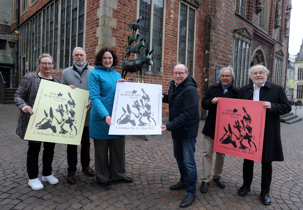 V.l.n.r. Karen Haltermann (Vorsitzende Lür-Kropp-Stifung), Tim Großmann (Direktor Bürgerpark), Kathrin Moosdorf (Senatorin für Umwelt, Klima und Wissenschaft), Dietmar Hoppe (Geschäftsführer Bürgerpark-Tombola), Michel Koppel (1. Vorsitzender Freunde des Rhododendronparks e.V.), Heinrich Welke (1. Vorsitzender Park links der Weser e.V.)